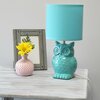 Simple Designs 12.8in Tall Contemporary Ceramic Owl Bedside Table Desk Lamp w/ Matching Fabric Shade, Tiffany Blue LT1136-TBL